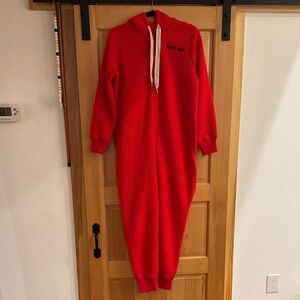 Aerie Red Hooded Teddy Onesie